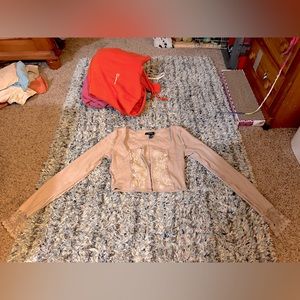 Long sleeve corset lace detail bell sleeves tan top